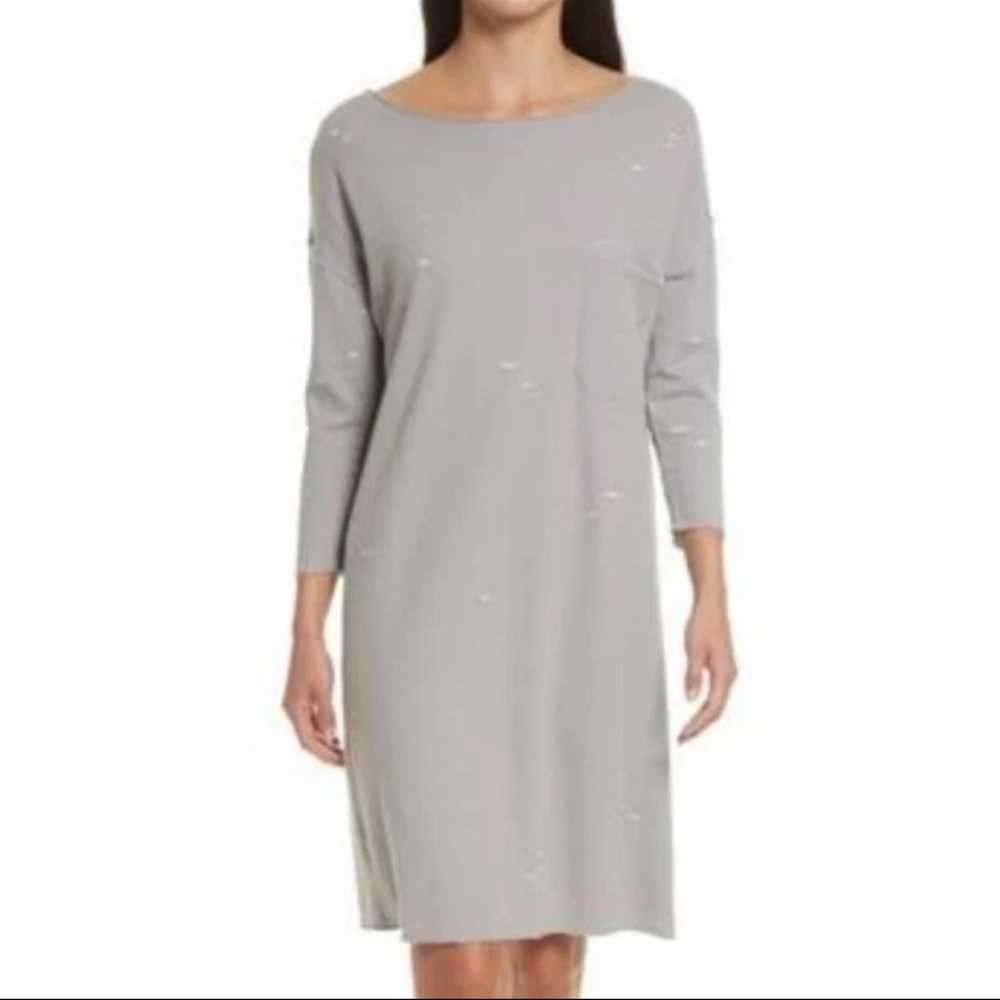 ATM Anthony Thomas Melillo Distressed Jersey T-Shirt Mini Dress Gray XS